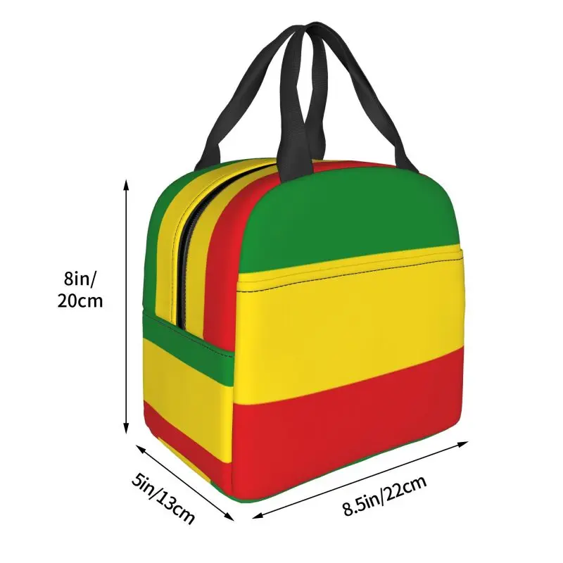 Bolsa de almuerzo aislada con bandera de Rasta Jamaiquina para Picnic al aire libre, enfriador reutilizable, caja Bento térmica para mujeres y niños