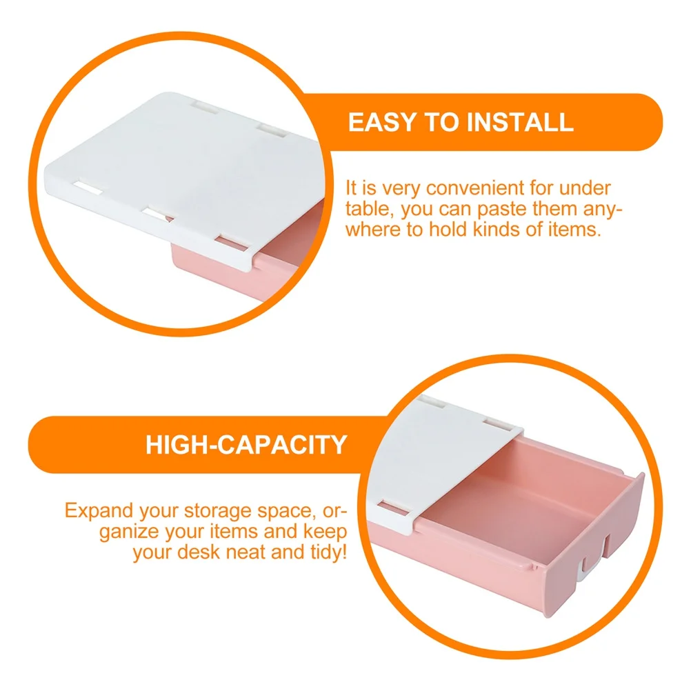صندوق تخزين مخفي ذاتي اللصق لتنظيم درج المكتب وأدوات كابلات الأقلام وحامل سفلي لسطح المكتب