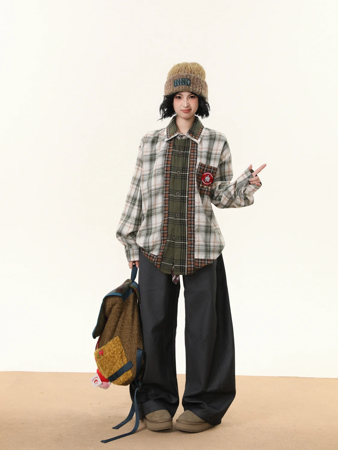 Patchwork Checkered Long Sleeve Shirt Women Men Spring Autumn Oversized Chic Loose Retro Casual Stylish Top Couple's Jacket