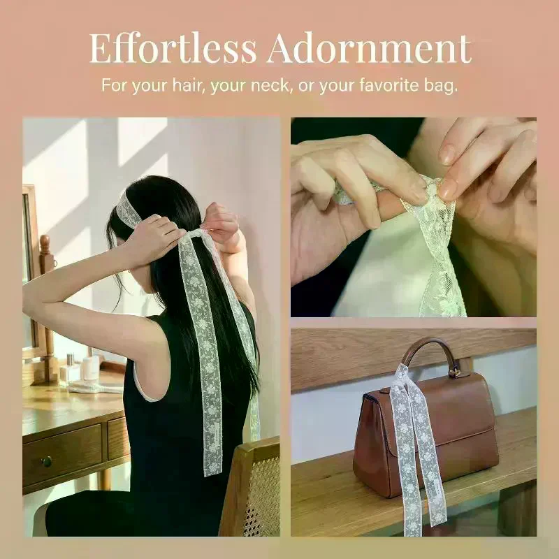 

Korean Style Flower Lace Neck Strap Women Hair Band Neckerchief Unique Design Versatile Dress Decoration Everyday or Ceremony