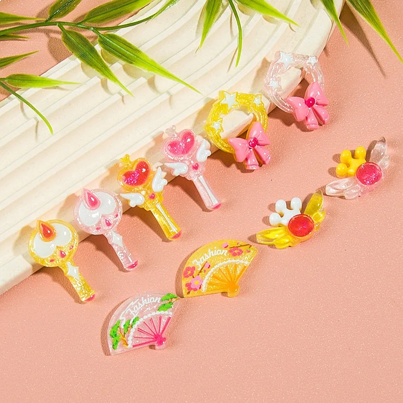 100pcs Kawaii Magic Stick Resin Flatback Cabochon DIY Phone Case Hairpin Keychain Earrings Scrapbook Decor