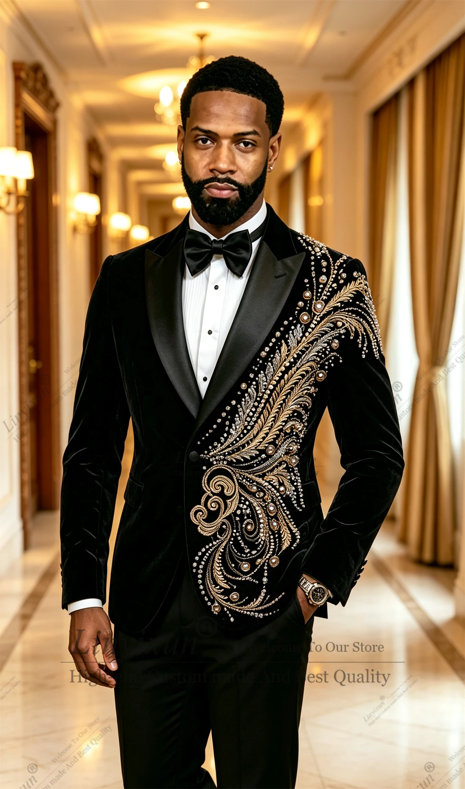 Shiny Men's Luxury Crystal  (Jacket Vest Pants) Rhinestones Formal Evening Suit Tuxedo Wedding Guest Suit Attire Customized