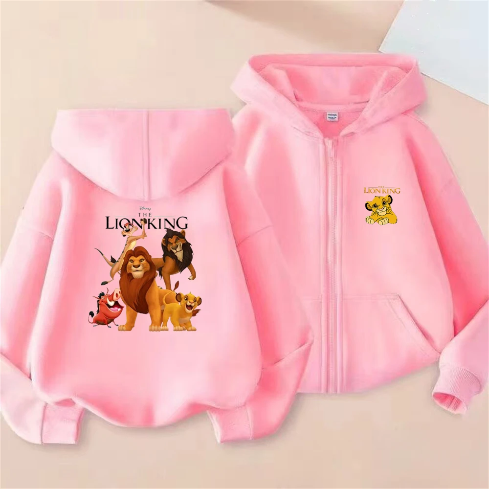 

The Lion King Simba Children Zip Up Hoodie Tops Girl Boy Sweatshirt Kid 3-12 Year Zipper Coat Casual Sweatshirts black Clothes