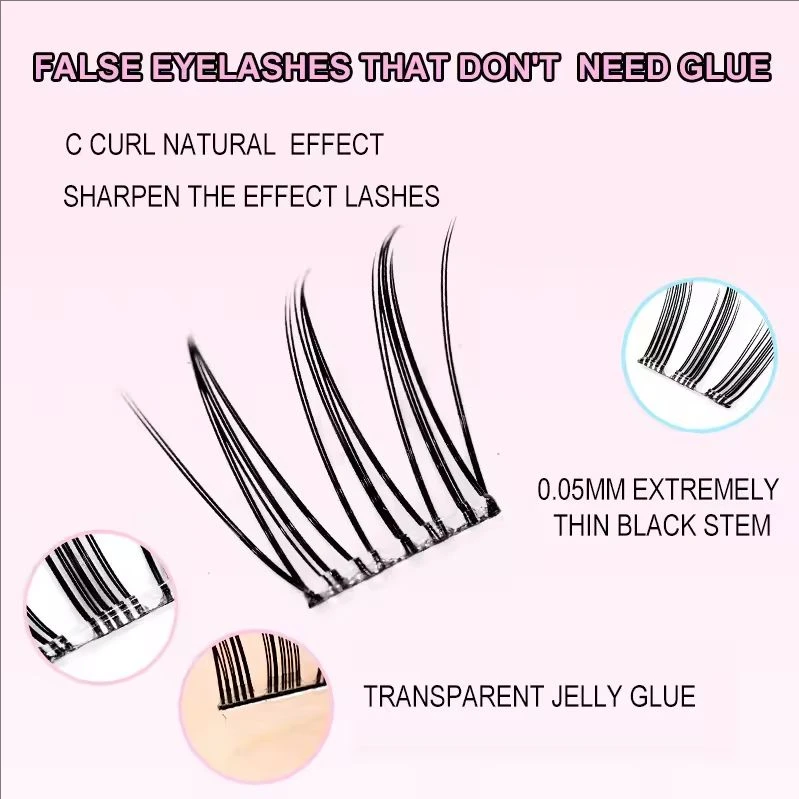MJ Self Adhesive Eyelashes Cluster Lashes No Glue Individual Lashes Soft Idol Lash Clusters Reusable Self Adhesive Lashes