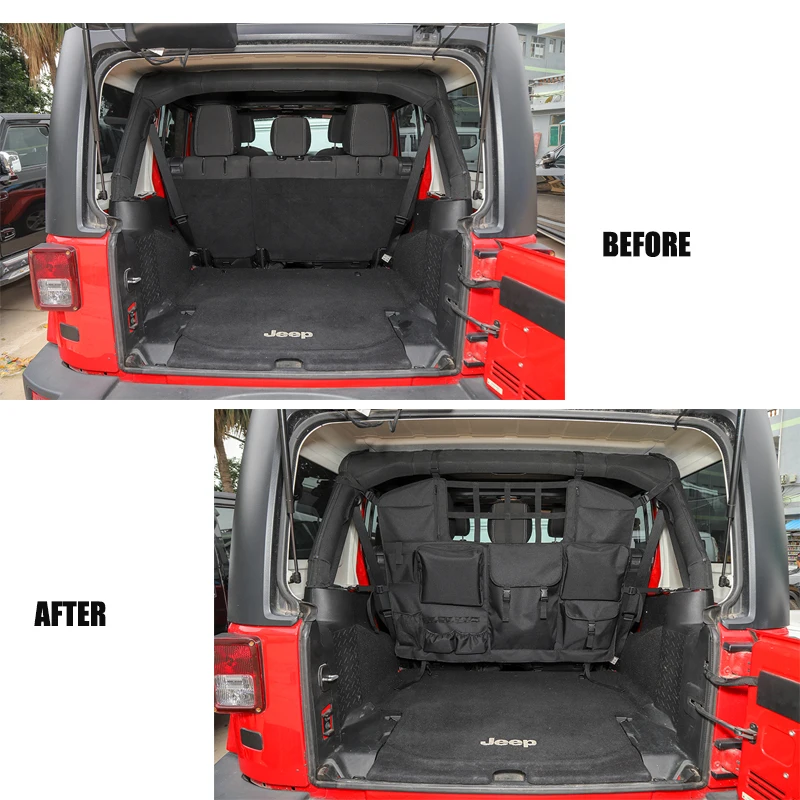 JeCar Car Rear Trunk Net Storage Bag Stowing Tidying For Jeep Wrangler JK JL BJ40L/BJ40Plus/BJ40C 4-Door Interior Accessories