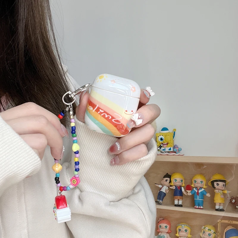 Smile Rainbow custodia carina per Apple AirPods Pro Cover con pendente per Airpods 1 2 3 generazione protezione AirPod Shell Shield