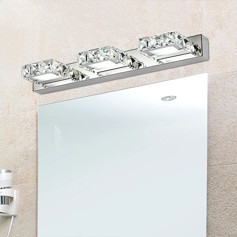 Imagem -04 - Crystal Led Mirror Light Modern Banheiro Cosméticos Wall Lâmpadas Home Decor Wall Sconce Aço Inoxidável Indoor Luminárias