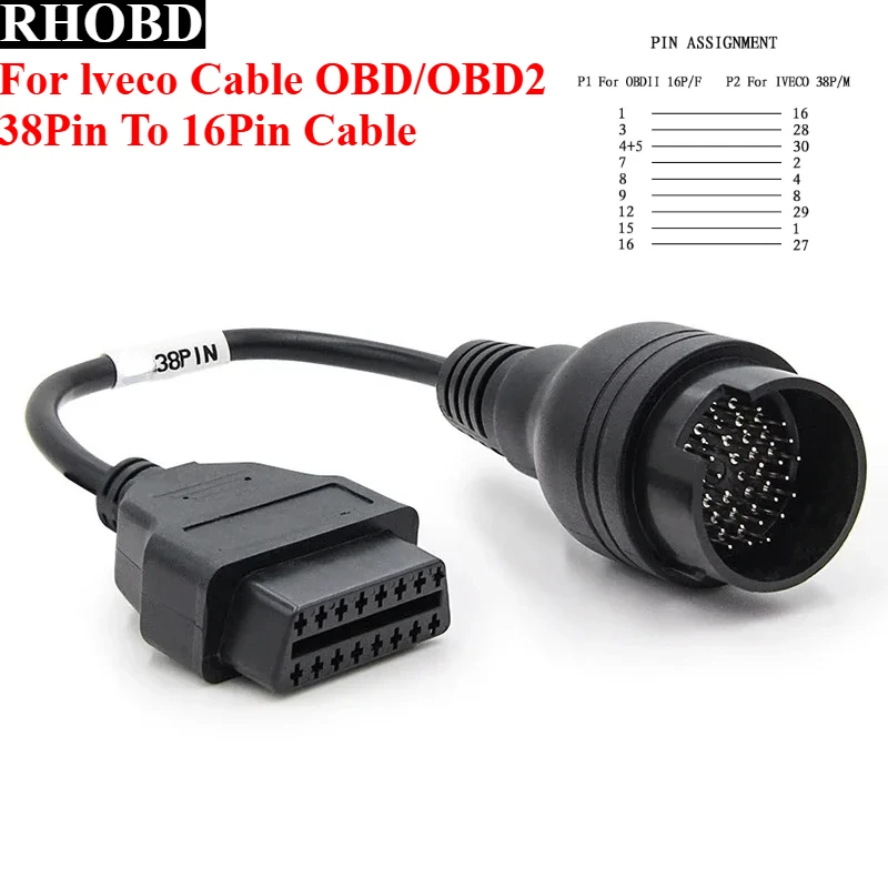 

Горячие продажи OBD2 Кабель для IVECO 38Pin Obd 16-контактный соединительный кабель 38 PIN Грузовик для тяжелых грузовиков Диагностический удлинительный кабель