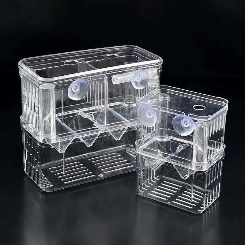 Double-Deck Clear Fish Breeding Isolation Box Aquarium Breeder Fish Tank Hatching Incubator Fish House Home