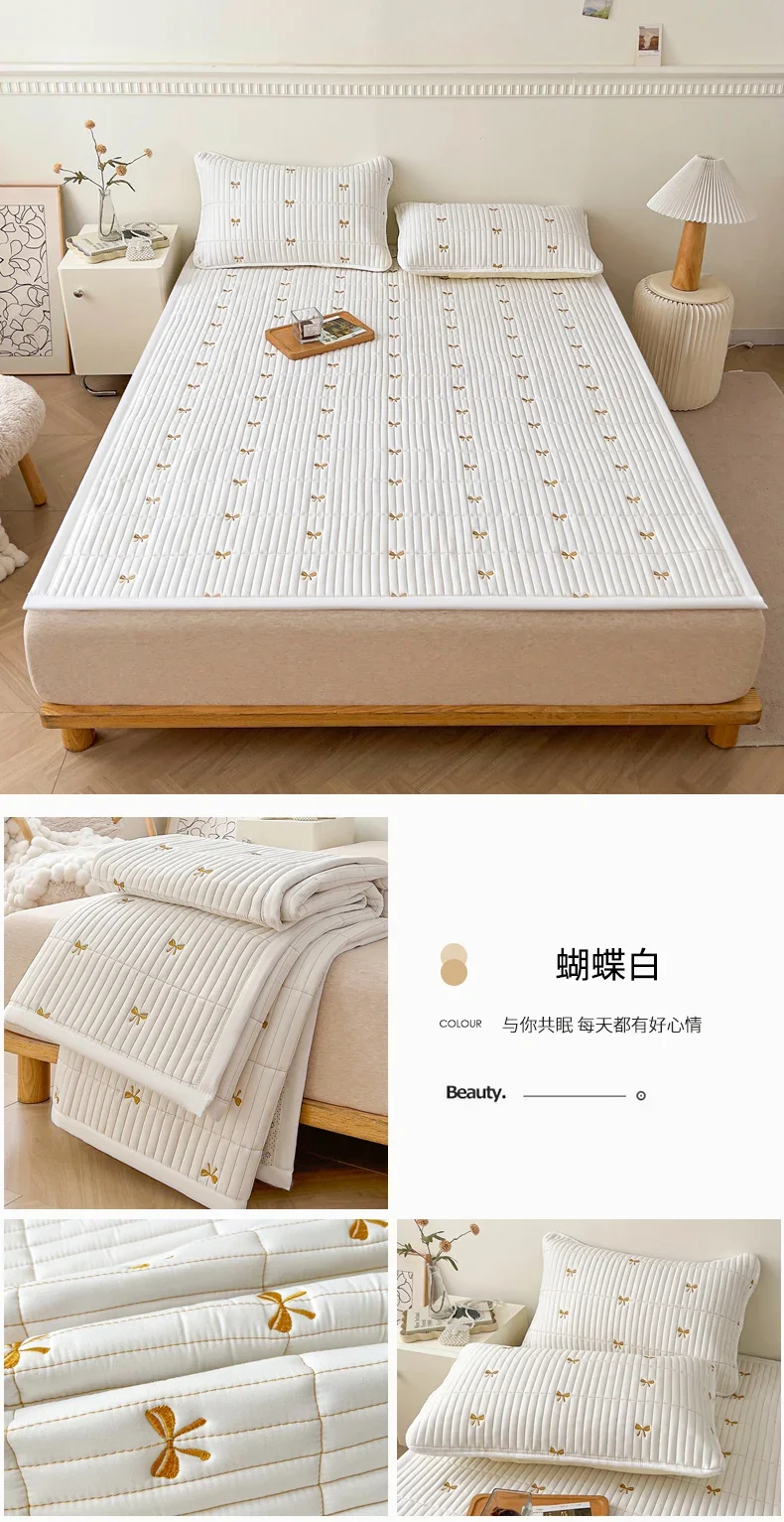 Spring Autumn Comfortable Durable Mattress Toppers Soft Breathable Soybean Fiber Filling Bed Pads Keep Warm Quilted Mattress Pad