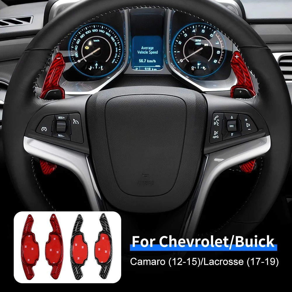 

Real Carbon Fiber Paddle Shifter for Chevy Camaro Corvette C7 2016 2017 2018 2019 Steering Wheel Cover Interior Tuning Trim Kit
