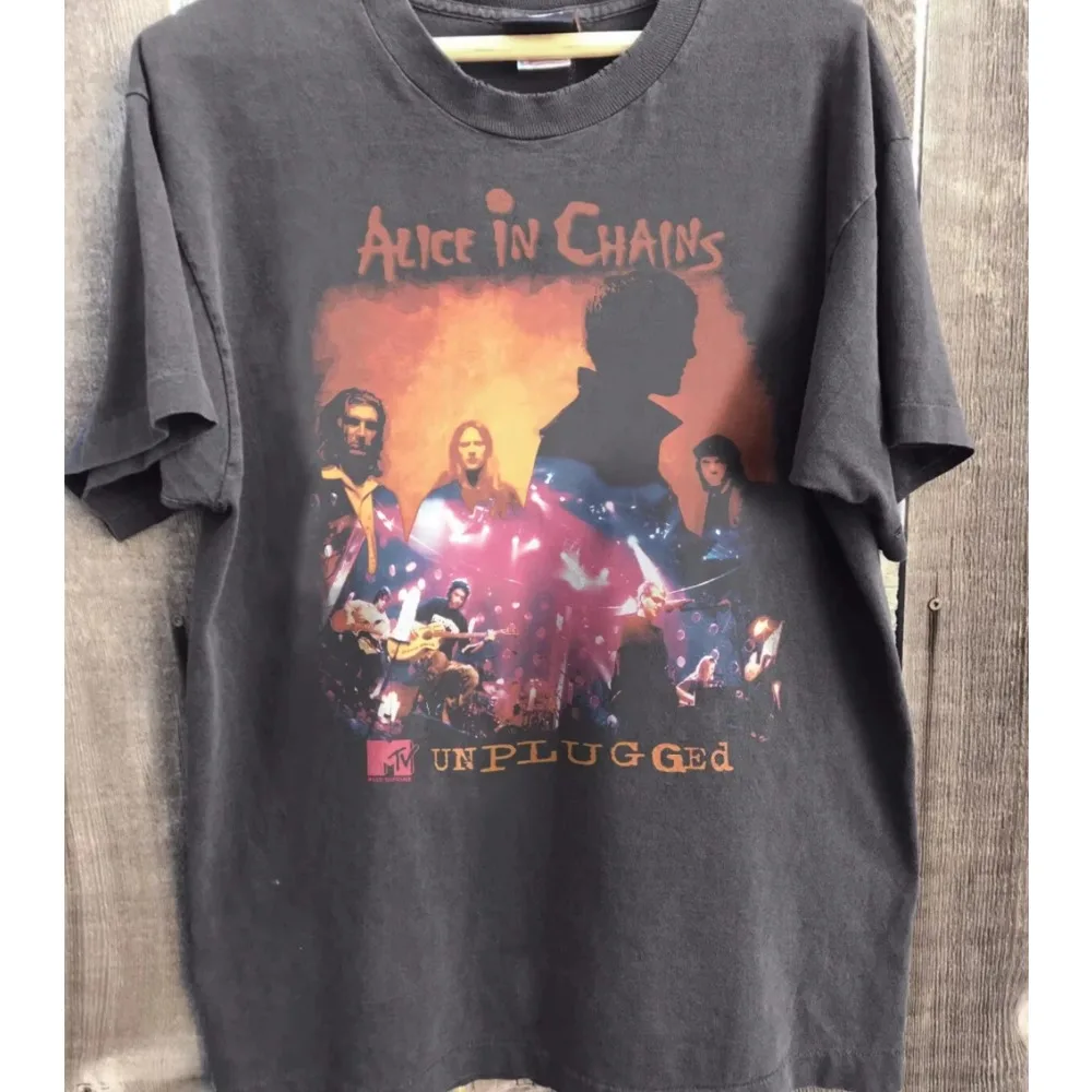 Alice in Chains MTV Unplugged 1996 Unisex Black Cotton T-shirt Streetwear Vintage T Shirt Men's Women T Shirts Oversized T Shirt