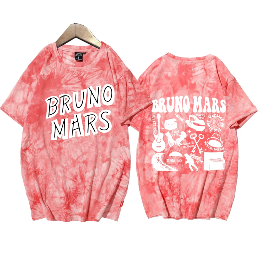 Bruno Mars 24k Magic Doo-Wops & Hooligans Tie Dye Tshirts  Fan T-Shirt Round Neck Short Sleeve Fans Gift