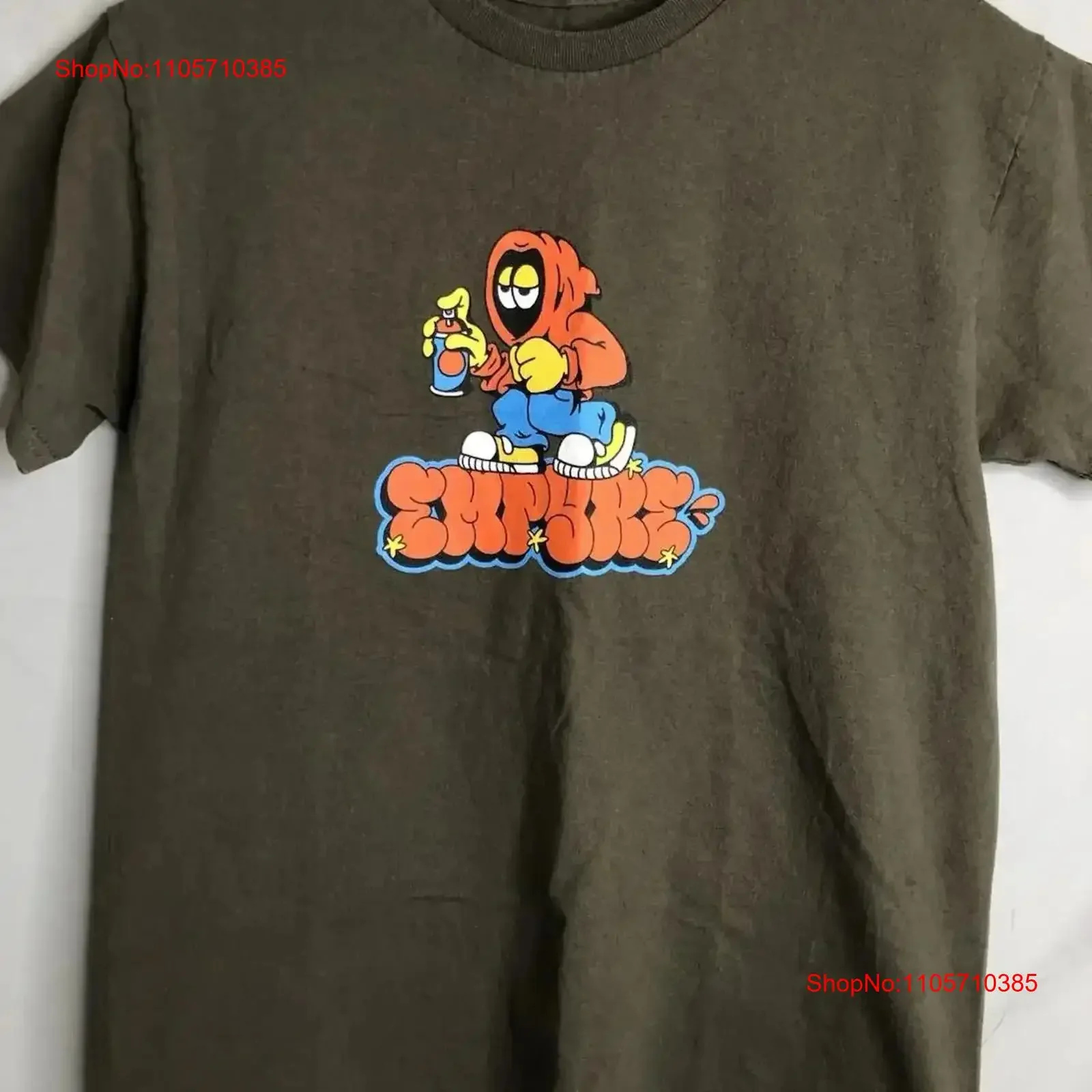 Empyre Graffiti Olive Green T Shirt Men's Size M MEDIUM EUC S vintage Washed designer clothes Comfortable Casual vintage homme