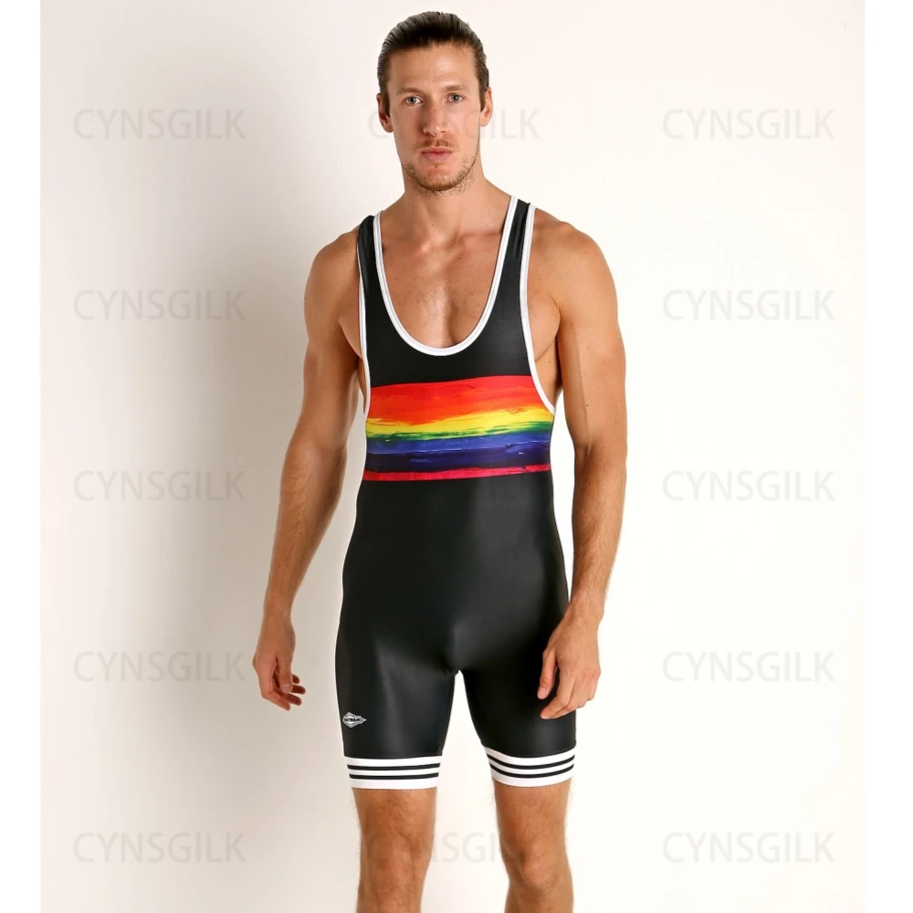 

Wrestling Singlets Suit Men's One Piece PowerLifting Bodysuit Gym Sports Fitness Skinsuit Iron Sleeveless Weightlifting Clothes