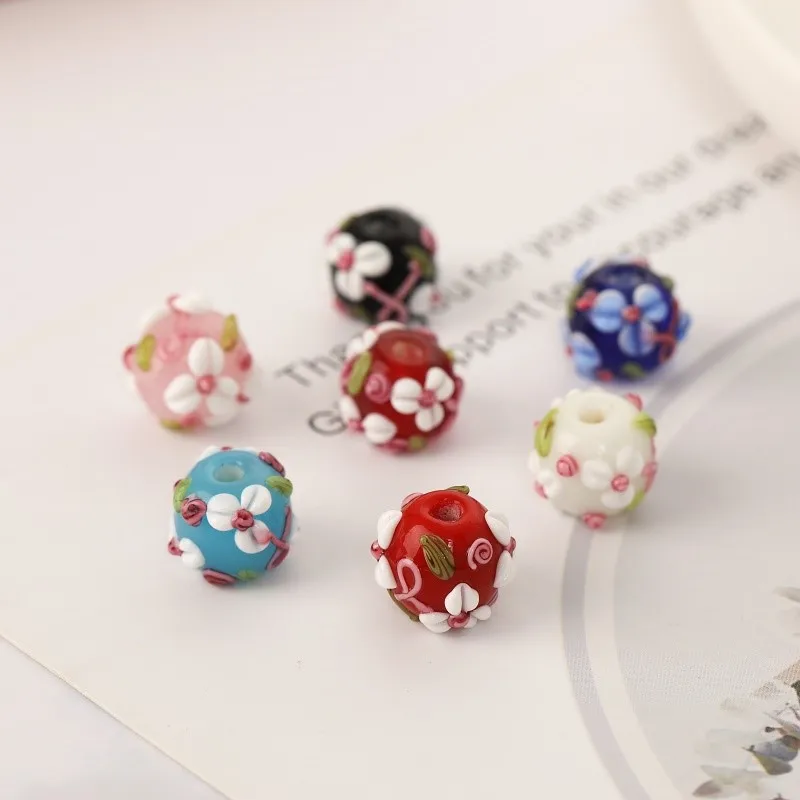 

10 шт., 12 мм, японские бусины с цветком вишни с тремя лепестками, цветочным узором, стеклянными бусинами, разбросанными бусинами, бусинами ручной работы своими руками