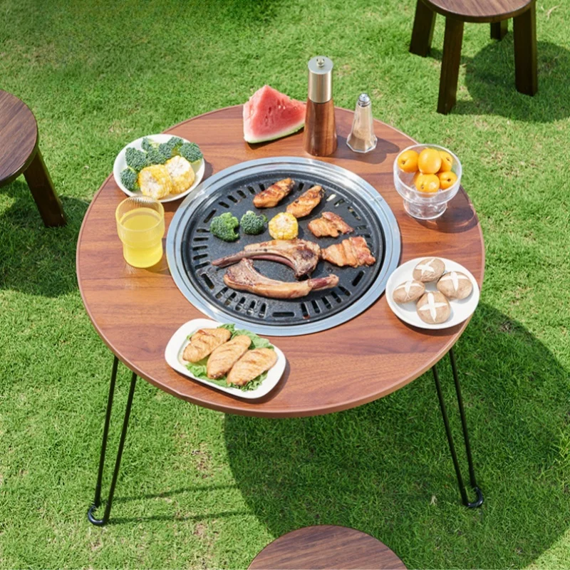 Outdoor Folding Barbecue Grill Portable BBQ Stove Split Fire Pit Cooking Supplies Tea Table Camping Charcoal Grill Burner New