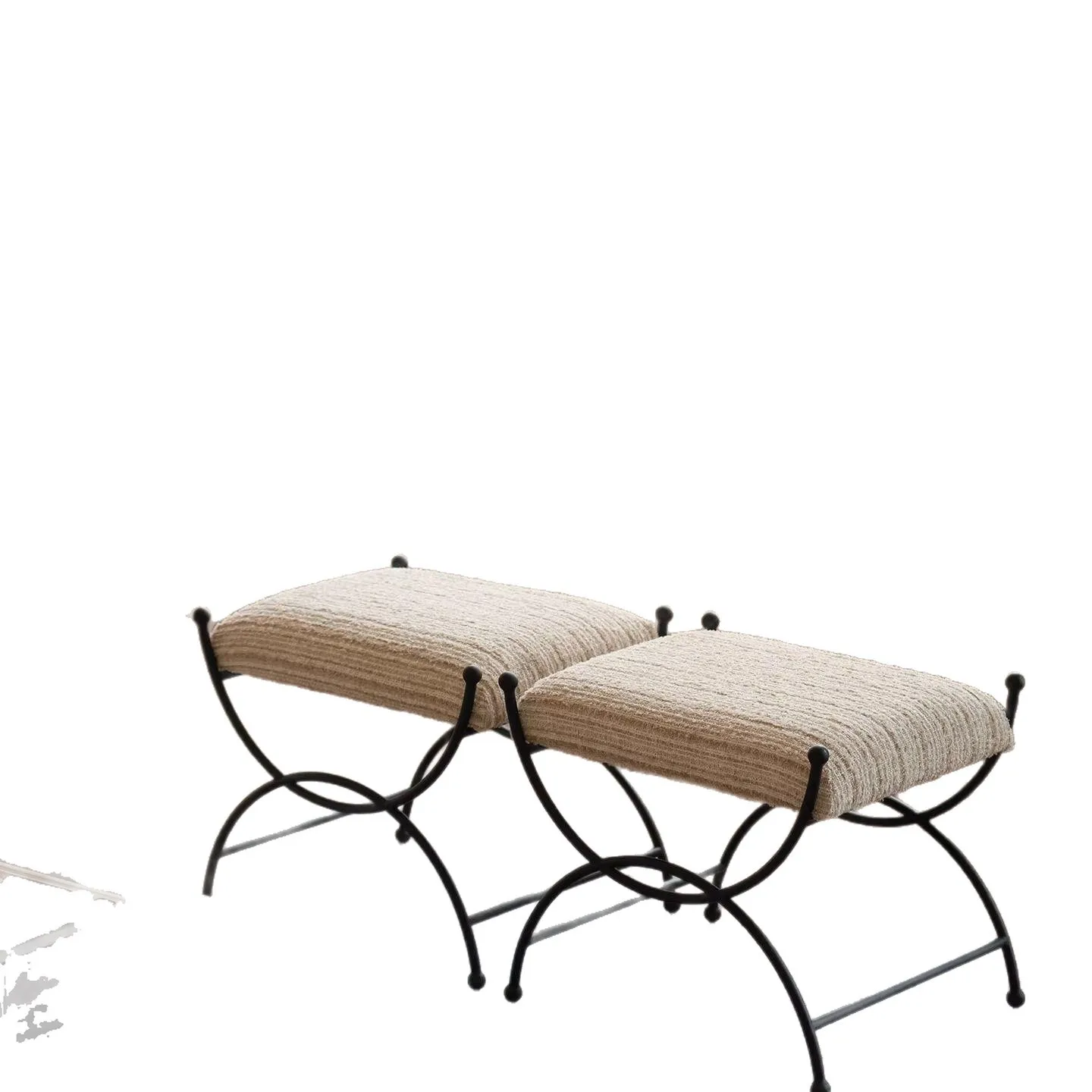 French retro door shoe changing stool metal soft bag footstool foot pedal small sofa stool dressing stool minimalist wrought