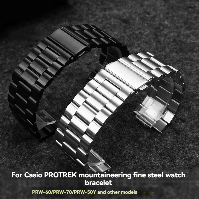 ل كاسيو حزام معدني PRW-600/PRW-60 PRW-6800/6900 PRW-30/50/70 الصلبة الفولاذ المقاوم للصدأ سلسلة ساعات الإفراج السريع حزام الساعات 23 مللي متر