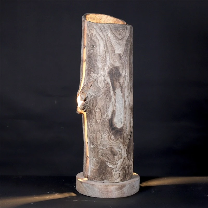Handmade wooden table lamp Floor lamp Bed and breakfast Restaurant Cafe Rotten wood roots Decorative lamps