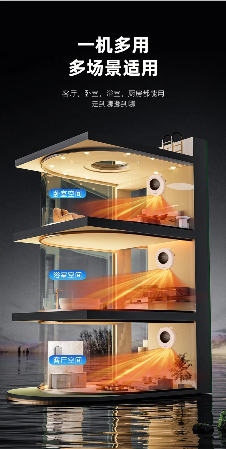 Rongshida تسخين الهواء المثبت على الحائط يوبا خالية من اللكم الجرافين تسخين سريع سخان الحمام المثبت على الحائط ثنائي الغرض