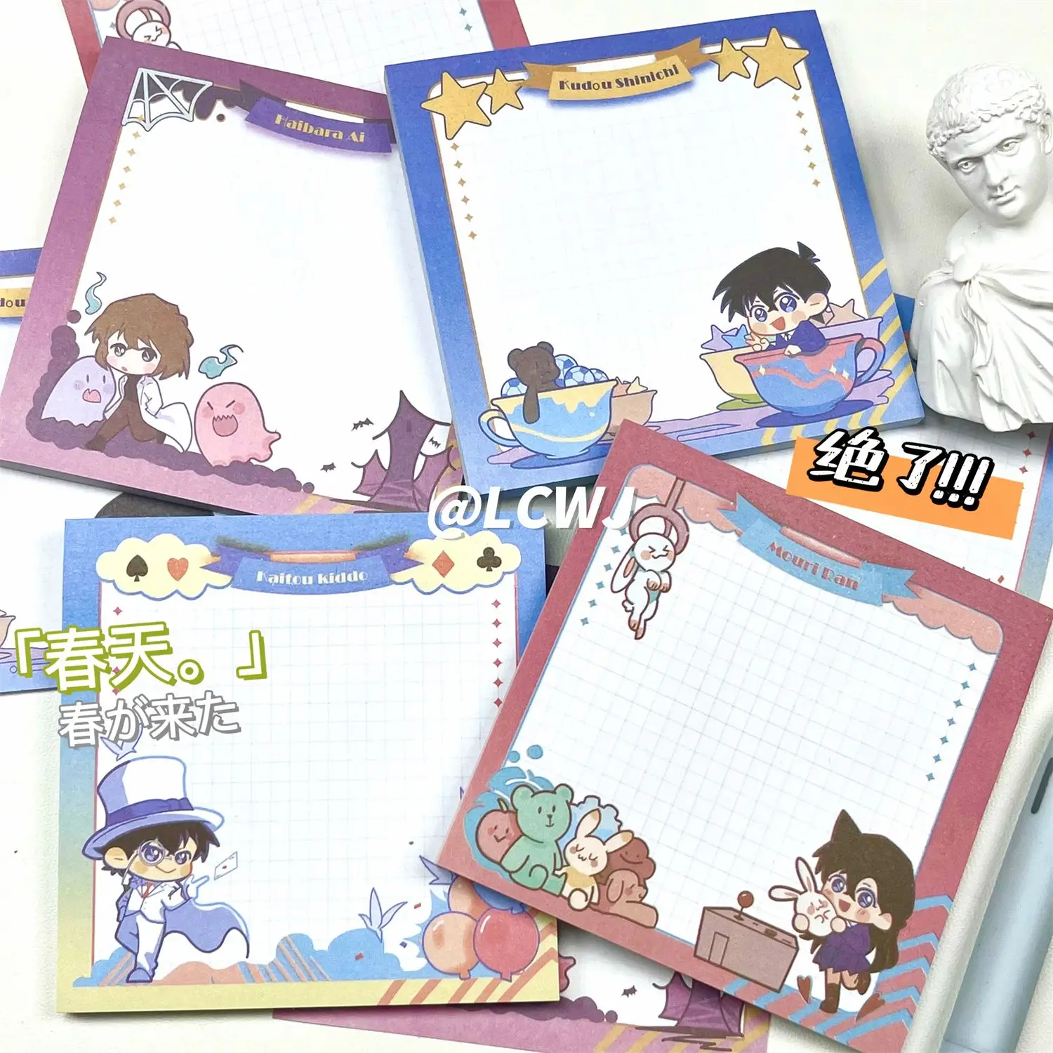 Detective Conan Sticky Notes Kudou Shinichi Kaitou Kiddo Memo Pad Kawaii Leave Message Anime Goods Student Stationery Cute Gift