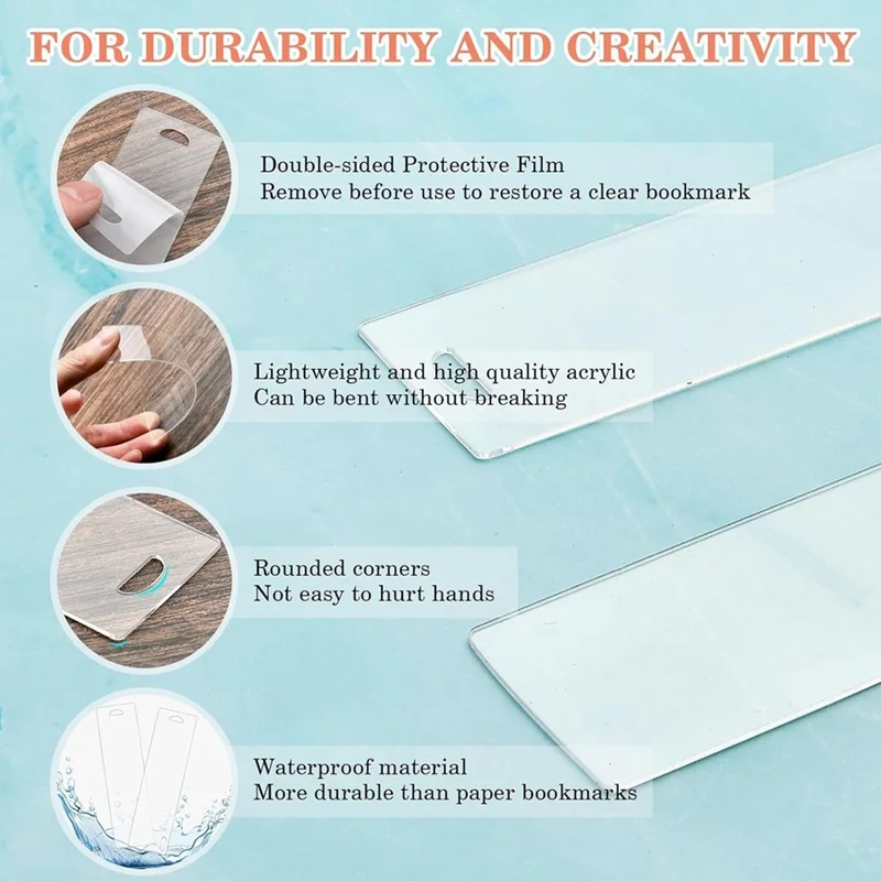 Diy Making Holiday Gift Decoration Tags Kit Blank Transparent Acrylic Bookmarks 123PCS With Ribbon