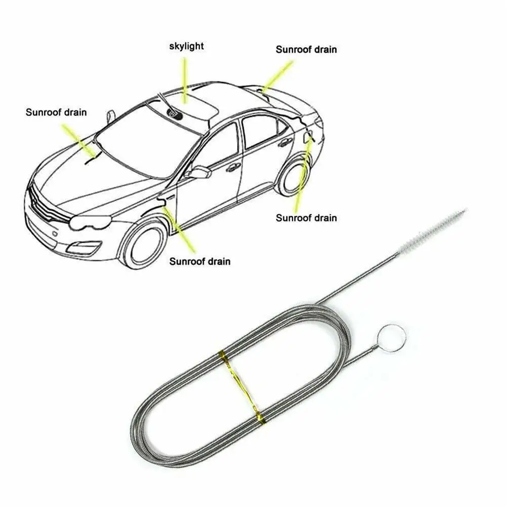 1.5m Drain Hole Cleaning Brush Flexible Car Drain Dredge Sunroof Cleaning Scrub Brush Tool Accessories Skylight Drain Pipe Brush