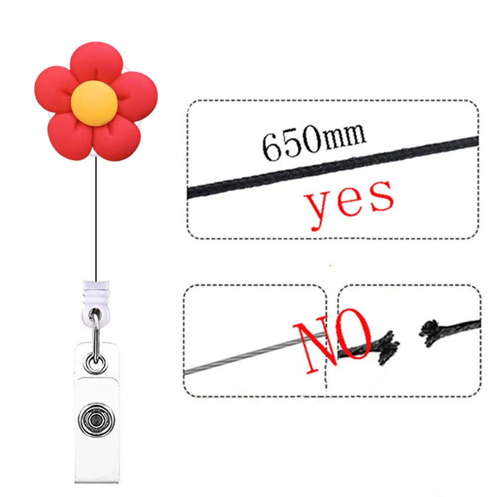 꽃 개폐식 간호사 가슴 배지 릴 클립 거치대, 학생 의사 작업 ID 카드홀더 거치대 키체인 액세서리, 쥬얼리 선물, 신제품
