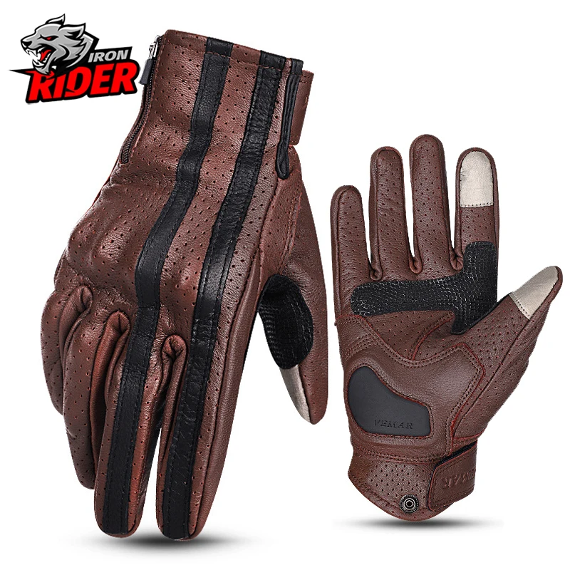 

Motorcycle Gloves Men Leather Gloves Summer Cycling Motorbike Guantes Moto Motocross Bicycle Touch Screen Breathable Protective