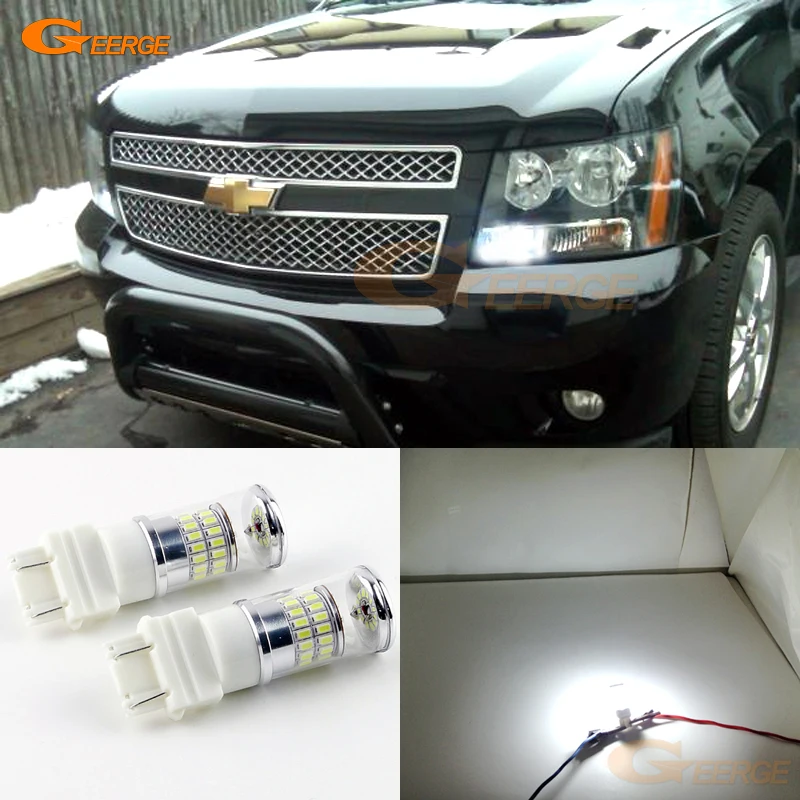 

For Chevrolet Tahoe Avalanche Suburban 1500 2500 2007 - 2013 2014 Ultra Bright White Reflector 3157 LED Bulbs Daytime DRL Light