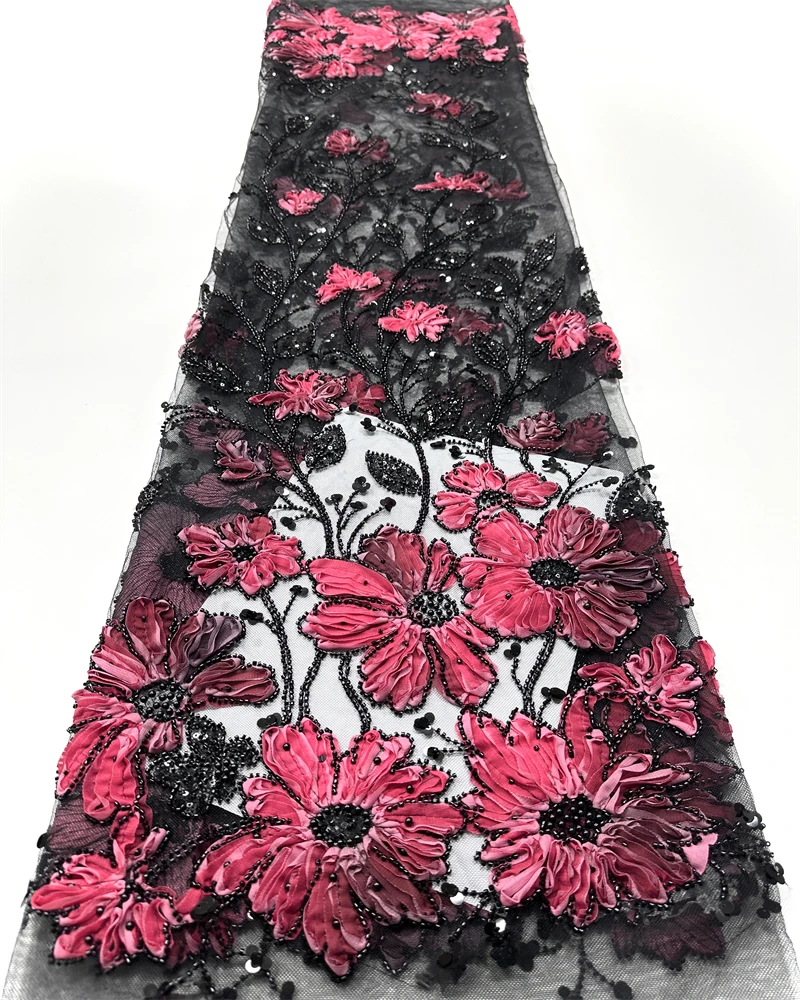 

Latest African 3D Flower Lace Fabric High Quality Groom Lace Material French Nigerian Lace Fabrics For Women Party Wedding