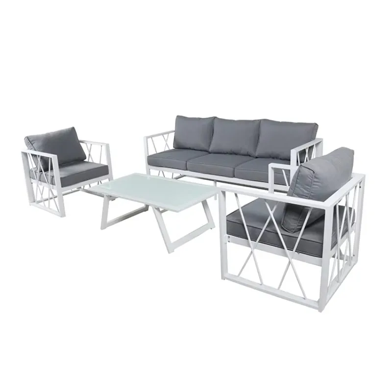 New Arrival Modern Design Patio Sofa Set KD Knock down Four Piece Aluminium Outdoor Furniture for Hotel and Park Use