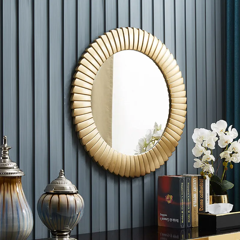 Luxury Vintage Mirror Decoration Living Room Vanity Funky Aesthetic Nordic Makeup Mirror Round Hanging Espelhos Home Products