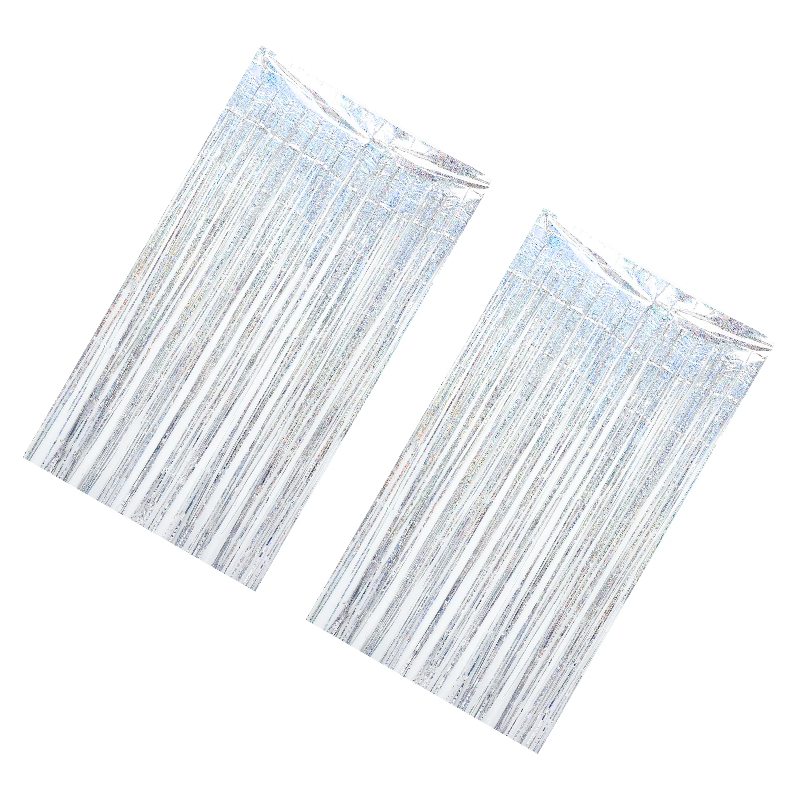 

2pcs Curtain Foil Backdrop Curtain Decorations Foil Fringe Curtains 1m x 2 5m Party Backdrop Silver Metallic Line Photo Booth