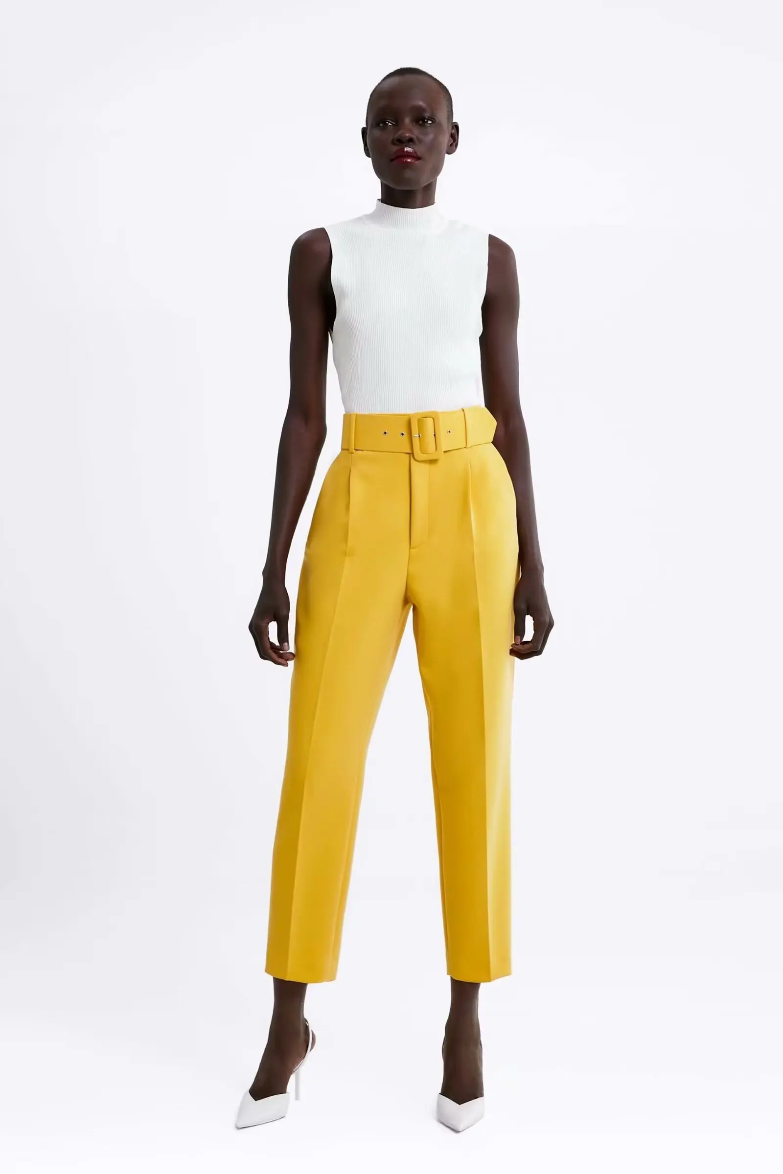 

Spring 2023 Women's Casual High Waist Pants Faionable Versatile with Belted Straight Leg Trousers for Busin Casua...