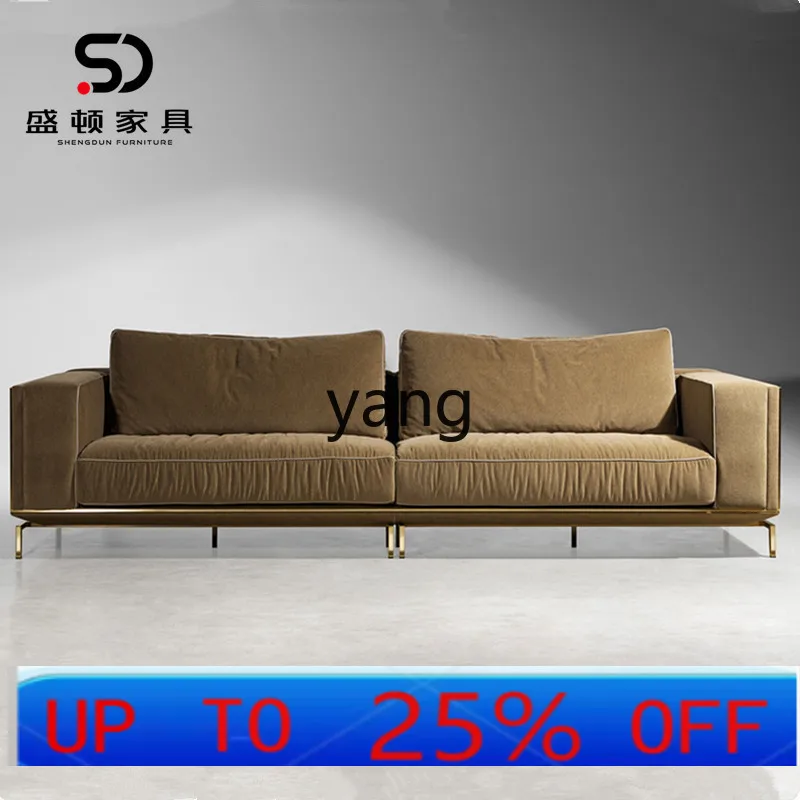 

LH Italian light luxury leather fabric modern metal double three-person corner sofa combination