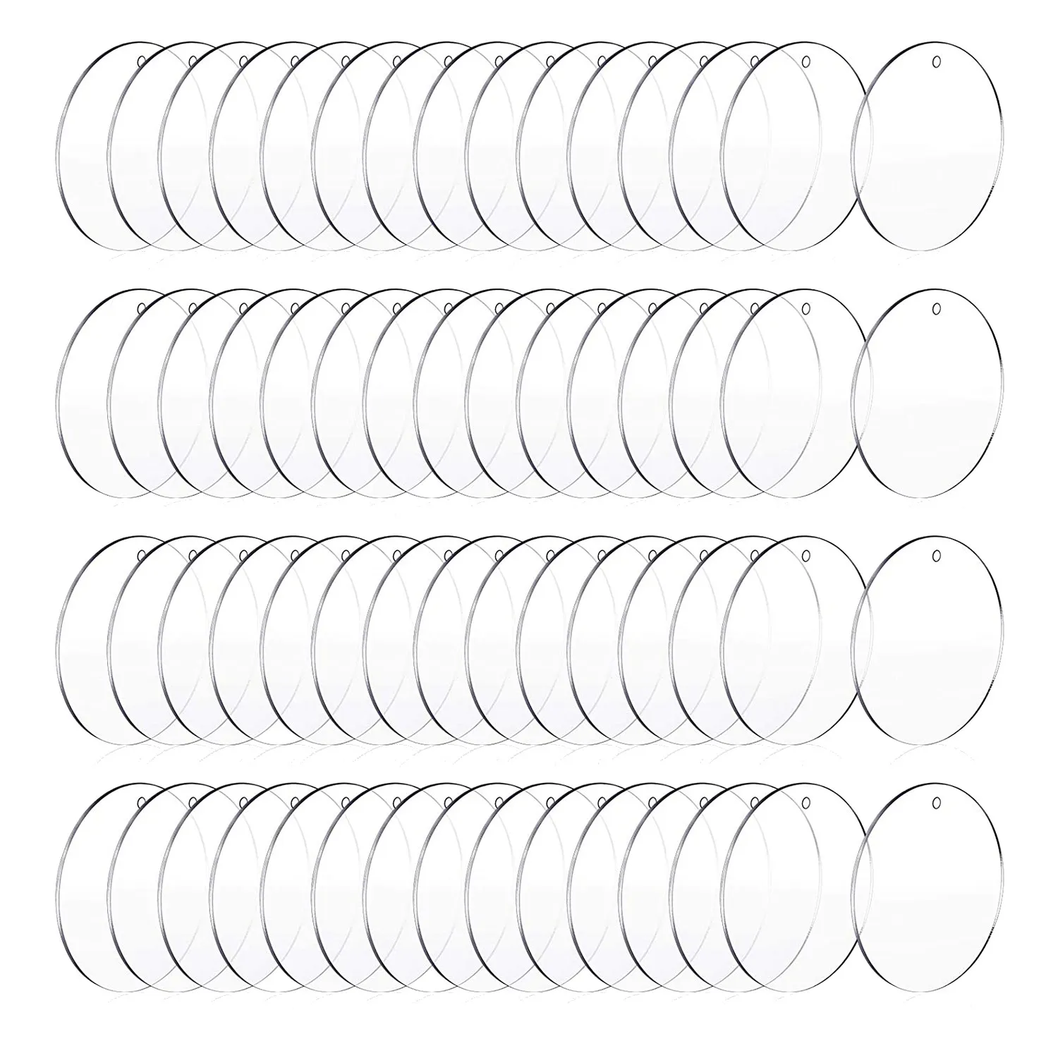 

50 Pcs 3 Inch Acrylic Blanks with Hole Transparent Circle Ornament Clear Round Acrylic Christmas Ornament Blanks