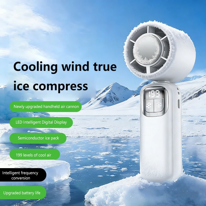 Lenovo Handheld Fan Cooling Ice Cooler 199 High Speed Turbo Jet Fan Rechargeable USB Brushless Motor For Office Outdoor Travel