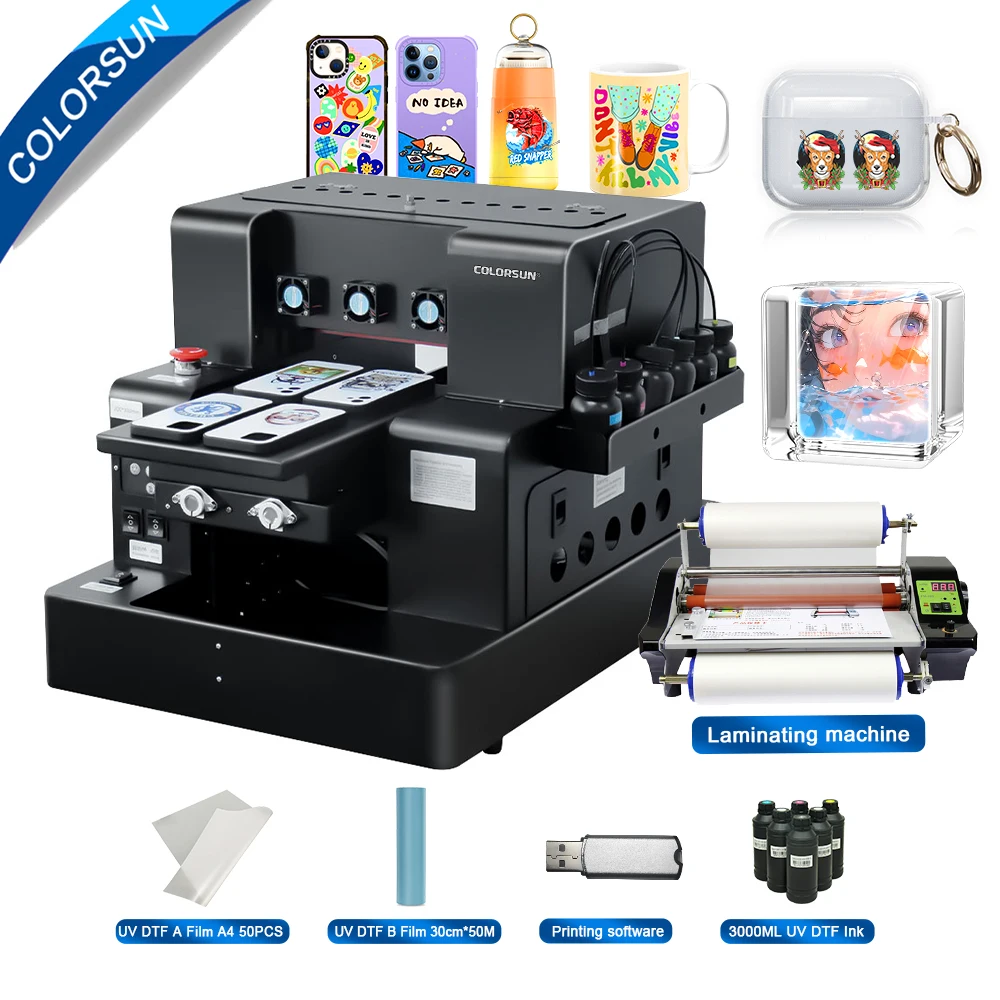 

Colorsun A4 UV DTF принтер L805 UV DTF печатная машина лак A4 UV DTF принтер для стандартного металлического флакона