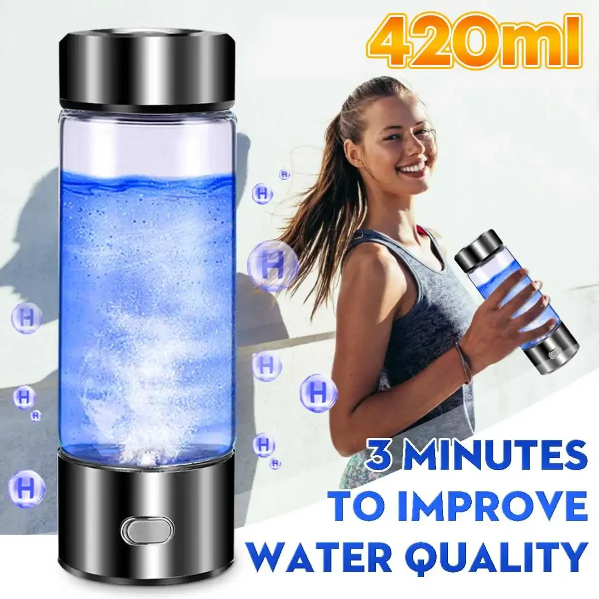 IPRee 420ml Titanium Water Bottle USB Ionizer Antioxidants Maker Cup