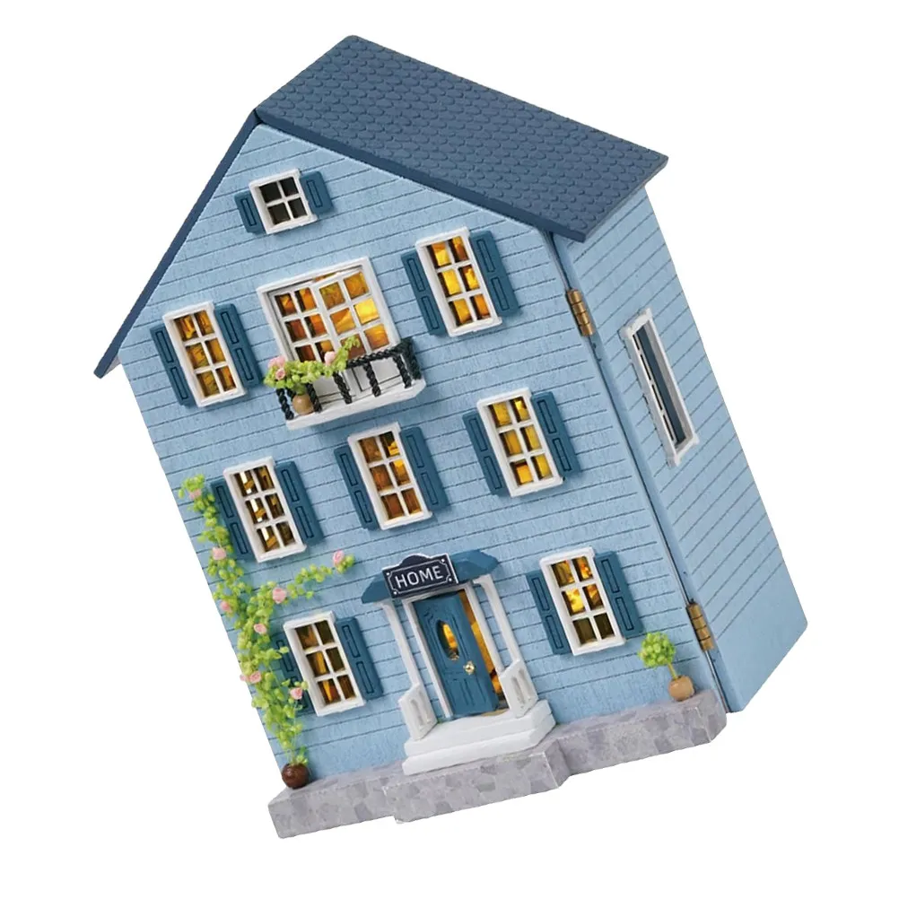 

1Set Miniature Dollhouse Kit Wooden Mini House Creative DIY Tiny House Building Kit Home Tabletop Decoration Christmas Decor