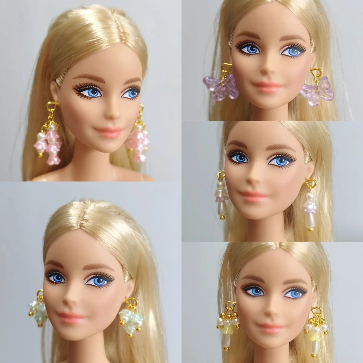 

1/6 Doll Jewellery Parts 5 Pairs Set Butterflies, Bluebells, Pearl Earrings For 30cm Babi Xianxian Supermodel Doll Dress Up