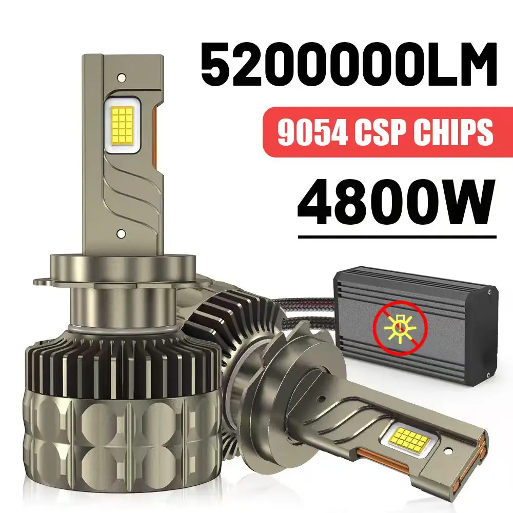 

2PCS 4800W H1 LED Headlight 5200000LM Led Canbus Car Lamps H4 H7 H8 H9 H11 9005 HB3 9006 HB4 Fog Lamps Car Light 3 Copper Tube