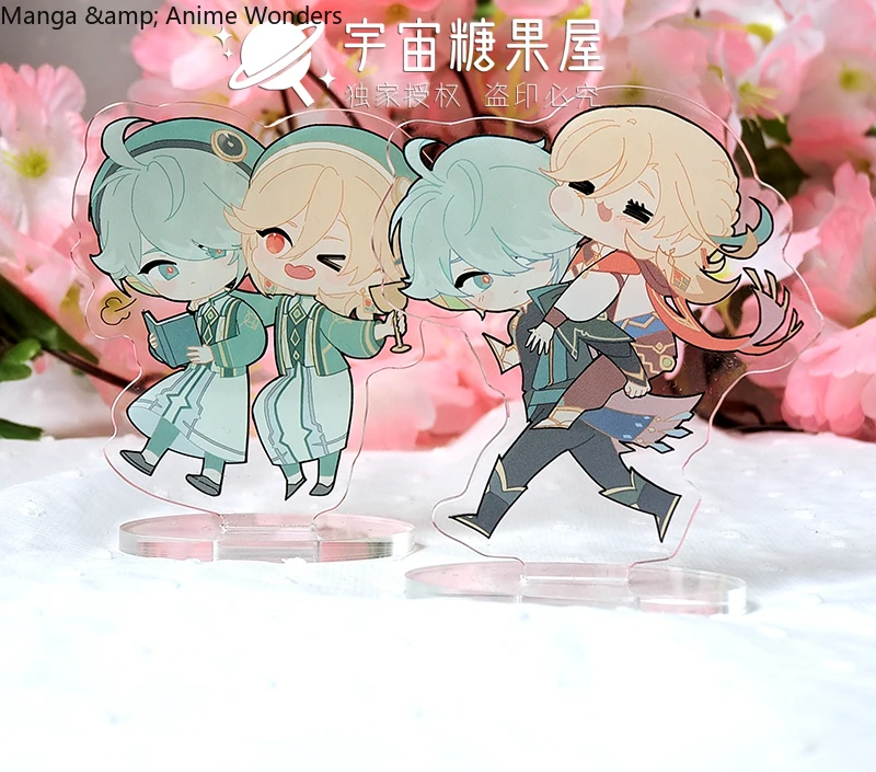 

Game Alhaitham Kaveh Double Plug Stand Figure Model Cosplay Kawaii 7CM Anime Genshin Impact Acrylic Tabletop Decoration