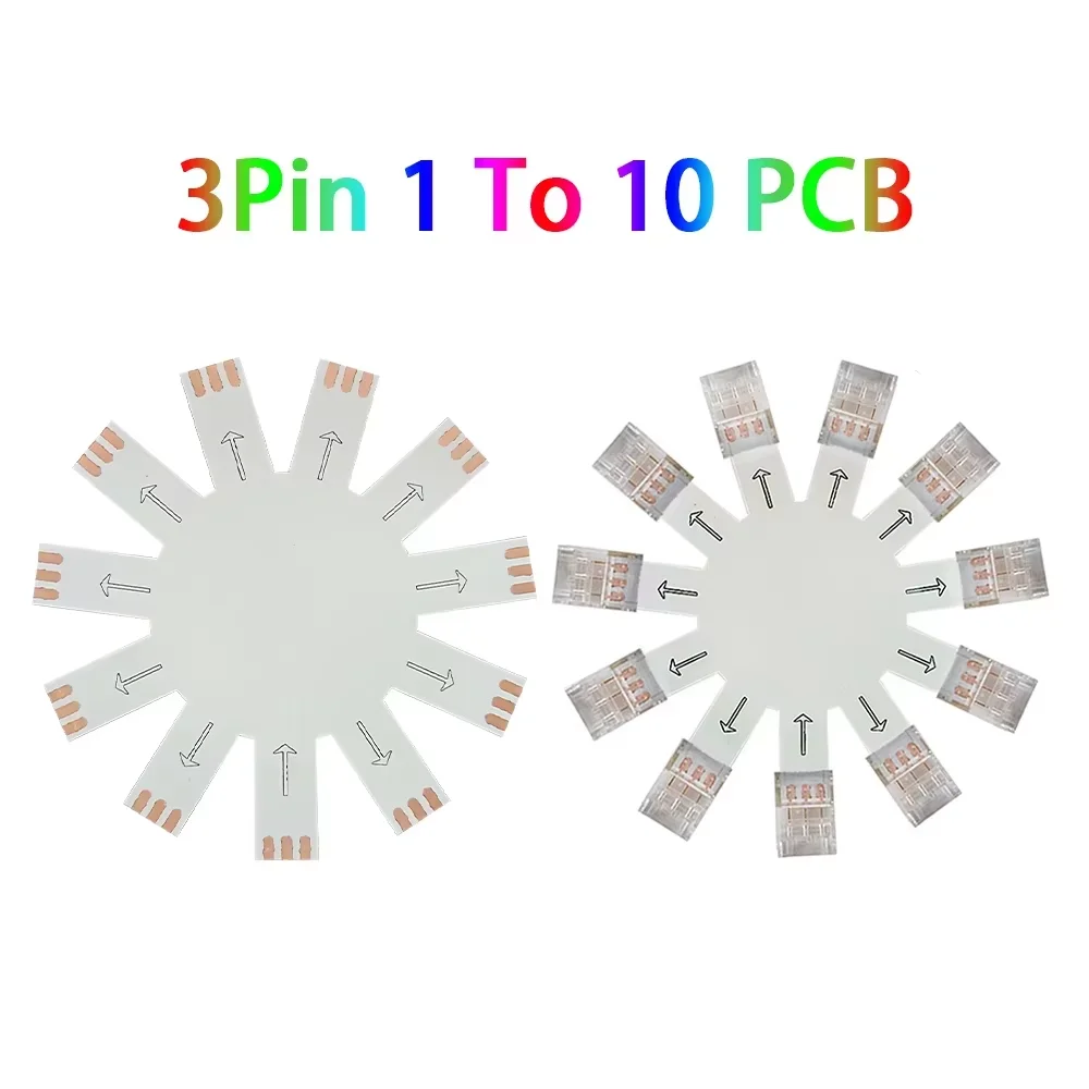 3Pin 1 Input Interface to 10 Output Interface Soft Board Free Soldering 10mm Connector for 2811 2812 2813 2815 5050 Light Strip