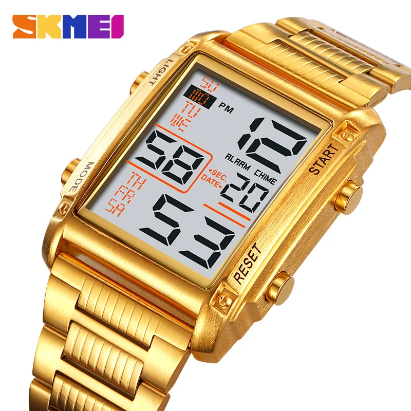 

SKMEI 2206 Stopwatch Alarm Top Brand Luxury Steel Countdown Digital Wristwatch Back Light Display Sport Watches Men Calendar