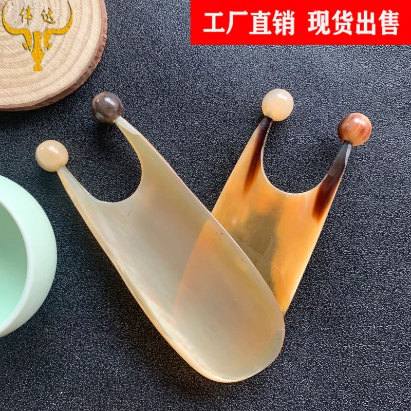 Horn Double Beads Facial Massage Gua Sha Scraping Massage Tool Horn Scrapping Plate Cosmetic Contact Lenses Horn Comb Factory Wh