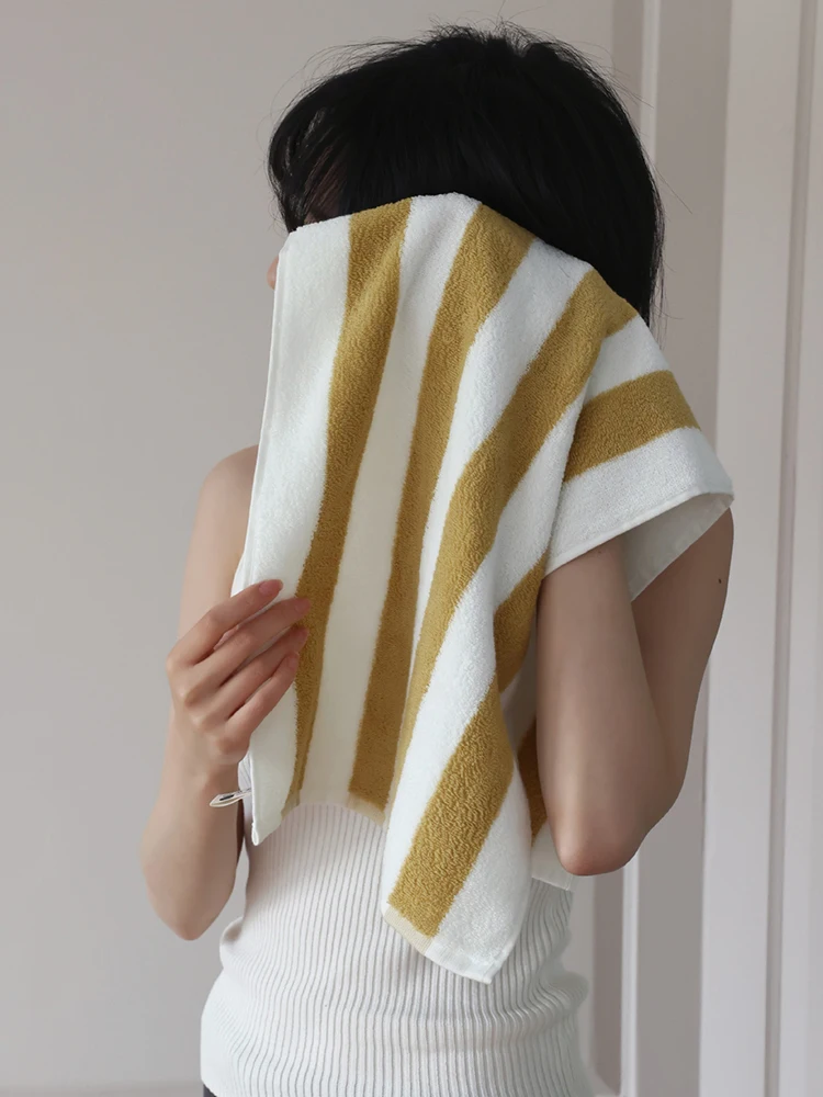 Retro Striped Pure Cotton Beach Bath Towel Absorbent Bathroom Towel Home Hotel Outdoor Comfortable Towels Hand Towel Ladies