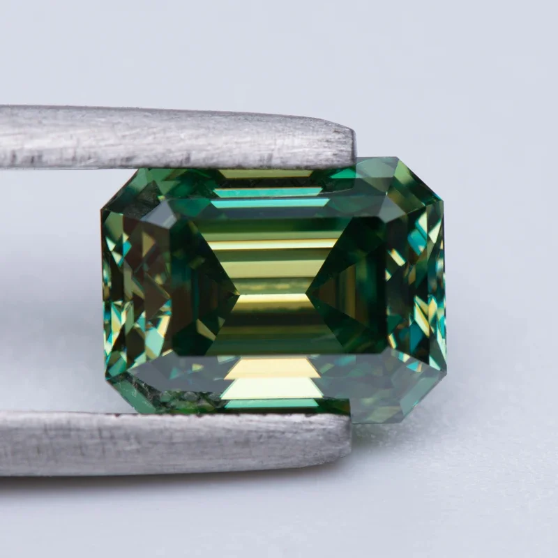 

NEW Moissanite Gemstone Natural Color Yellow Green Emerald Cut Lab Grown Diamond Charms Woman Jewelry Making With GRA Certificat